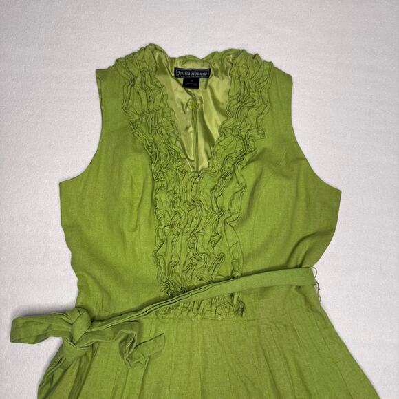 Green Ruffle Jessica Howard Linen Dress - Picture 3 of 7